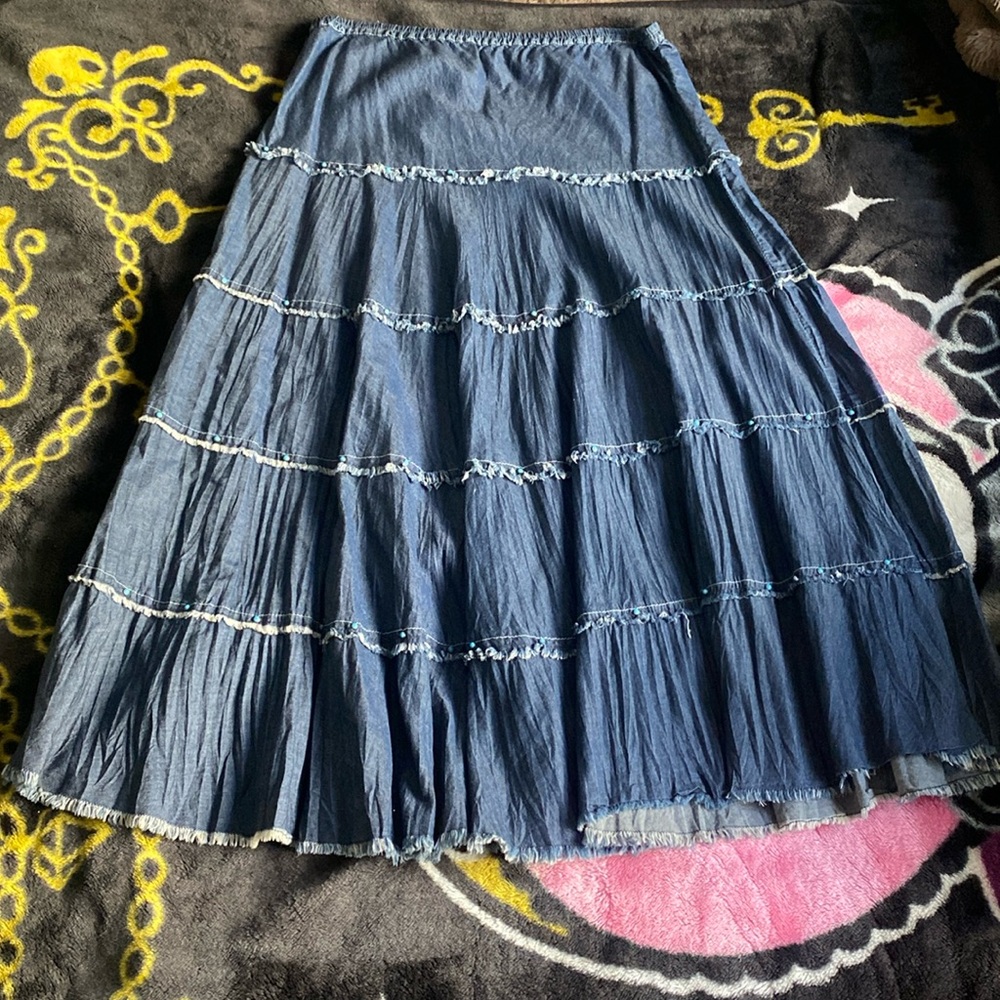 Reba long maxi denim skirt